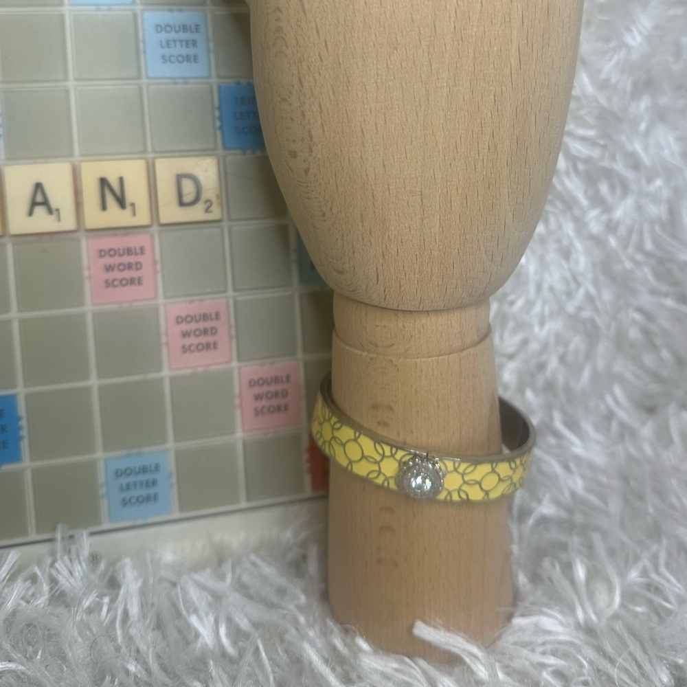 Coach Signature Hinged Yellow Enamel Bracelet